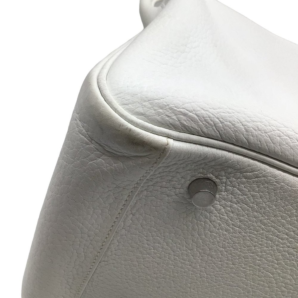 HERMES WHITE 2007 TOGO LEATHER LINDY HANDBAG - Picture 9 of 12